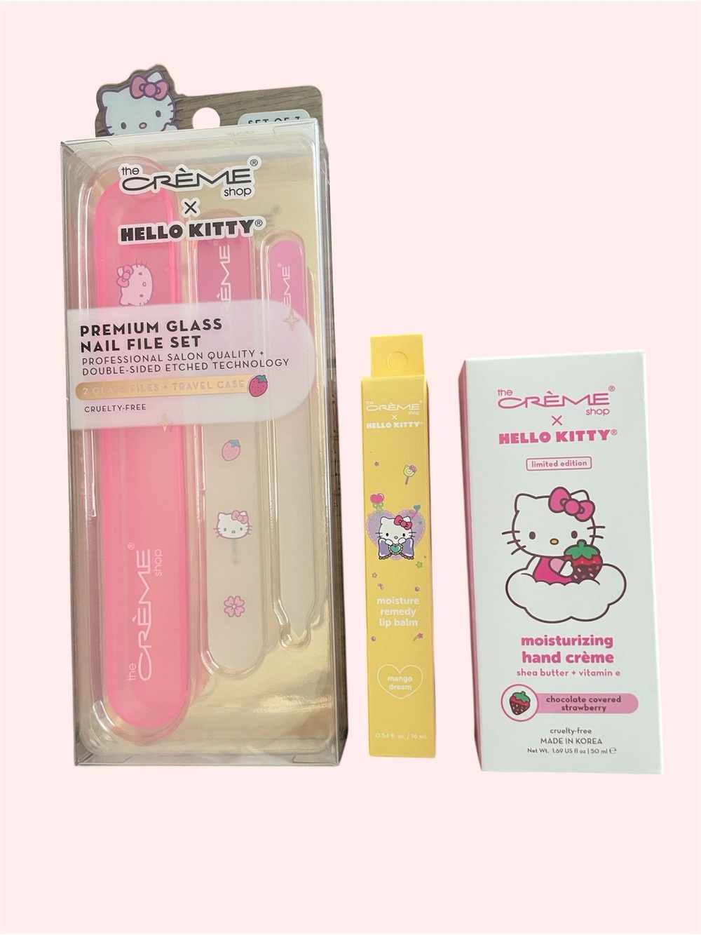 Hello Kitty Bundle: Glass Nail File Set , Hand Cream & Lip balm new with boxes